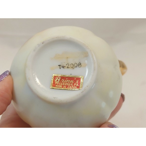 Vintage Brinns Pitsburg Hand Painted 4" Floral Pitcher Japan #T-2008 Gilded - Picture 7 of 8